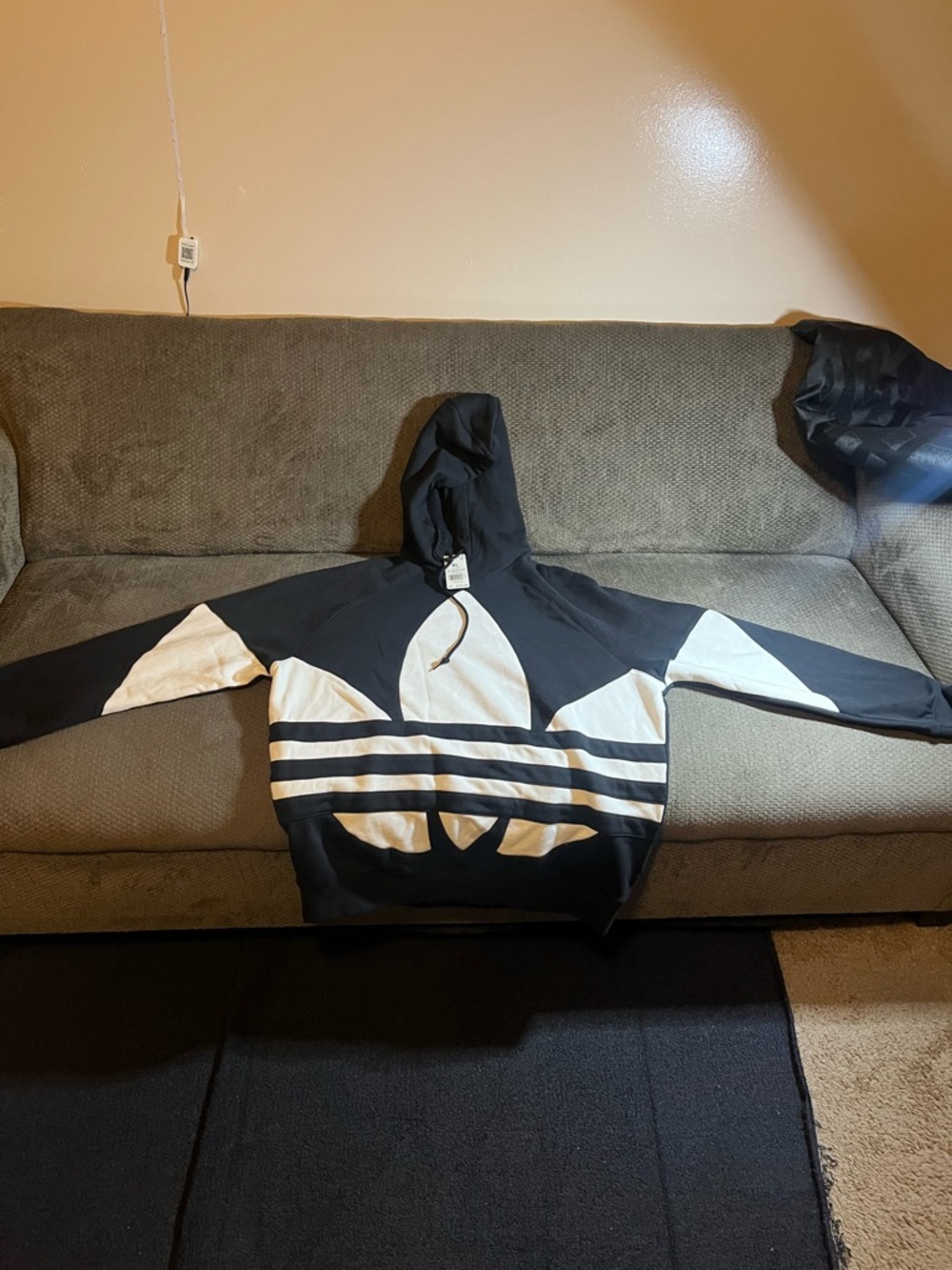 adidas Black & White Trefoil Pullover Hoodie